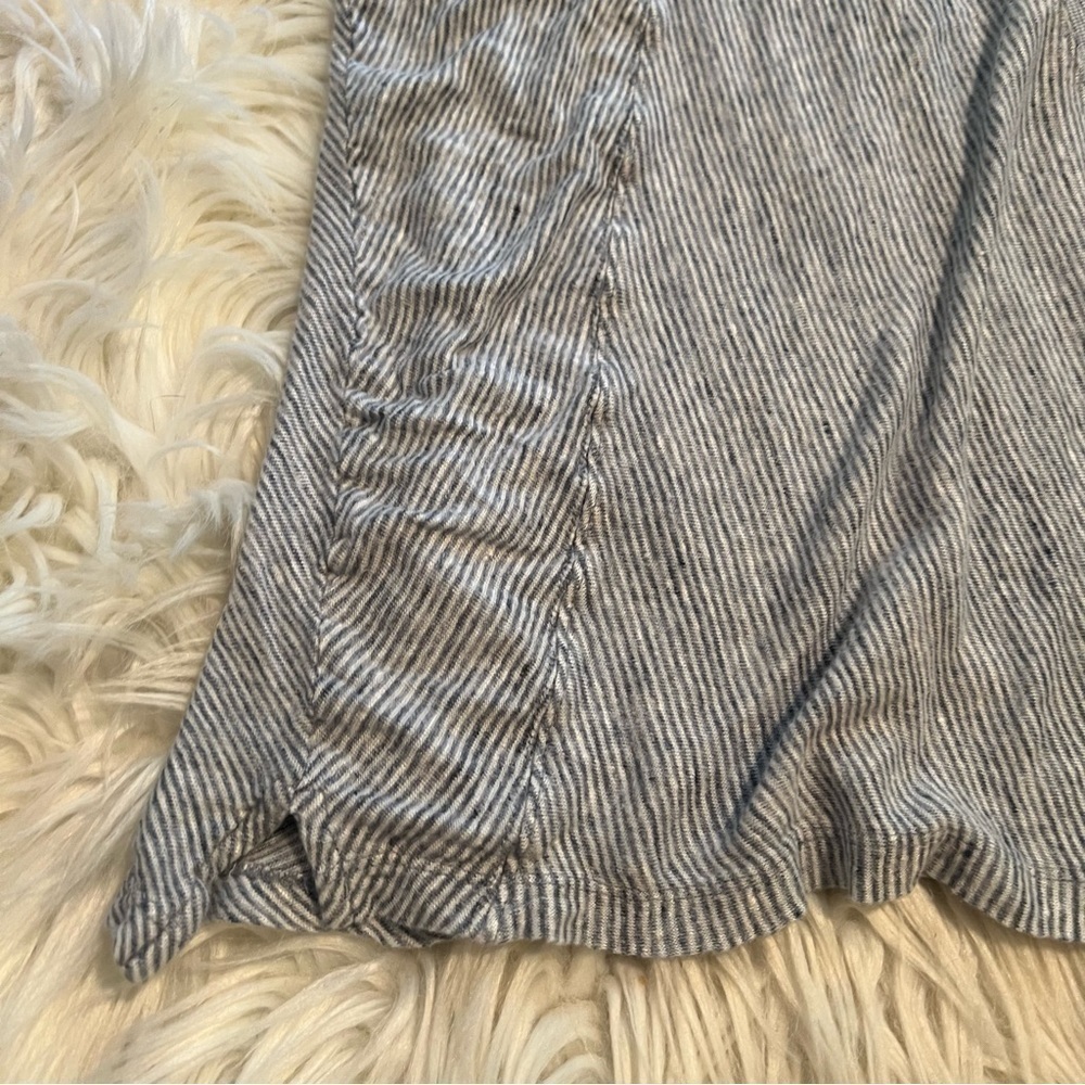 Sigrid Olsen V-Neck Linen Tank Top White Blue Stripes - Picture 5 of 10